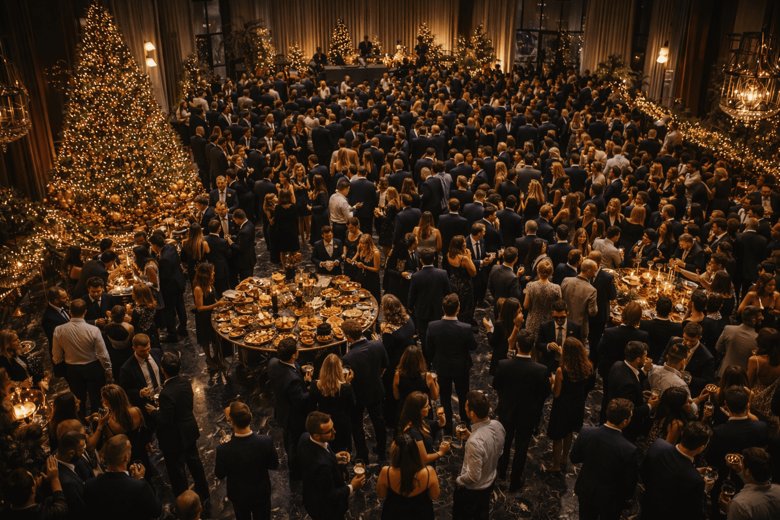 Evento aziendale di Natale a Milano con 500 ospiti in formula standing social dinner
