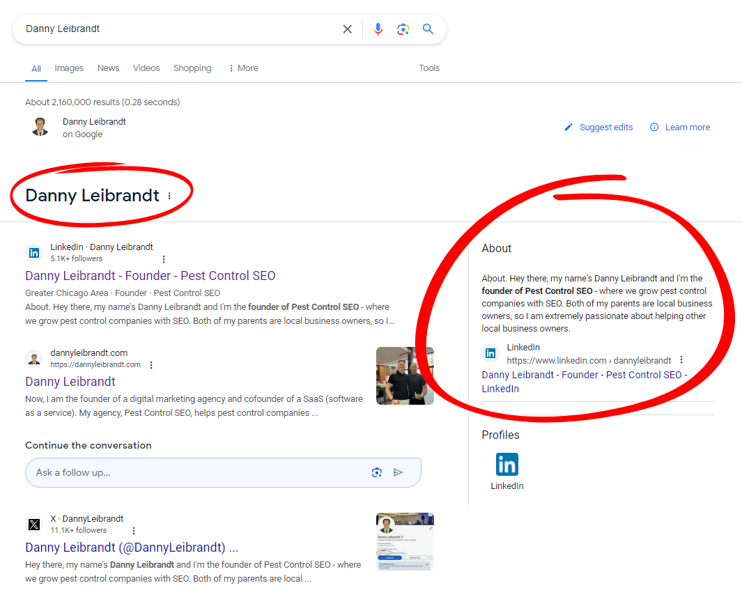 Danny Leibrandt knowledge panel