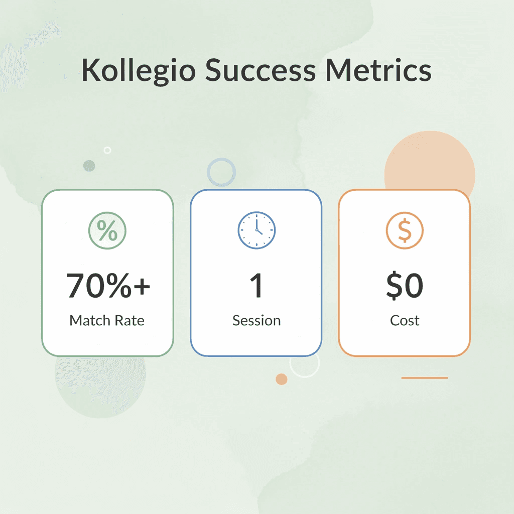 Infographic showing Kollegio's key success metrics