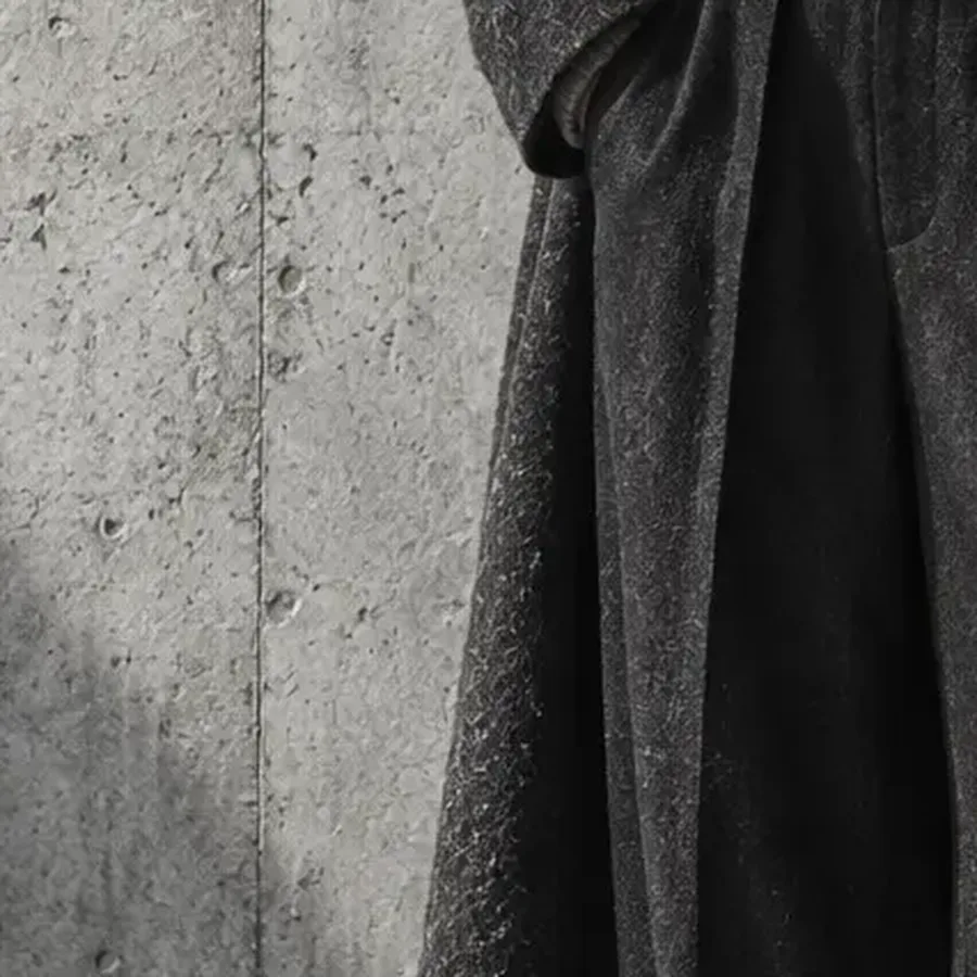 Crop of Raw Wool Coat in look 01