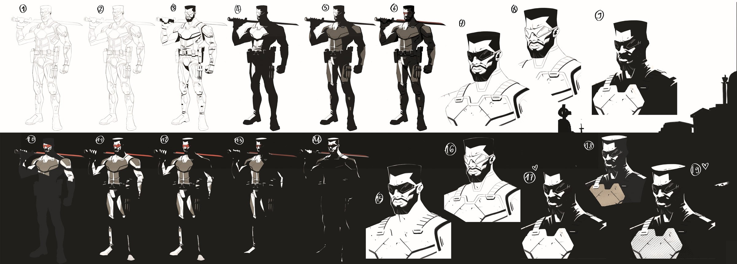 Behind-the-scenes image from The Midnight Suns showing concept art of Blade.