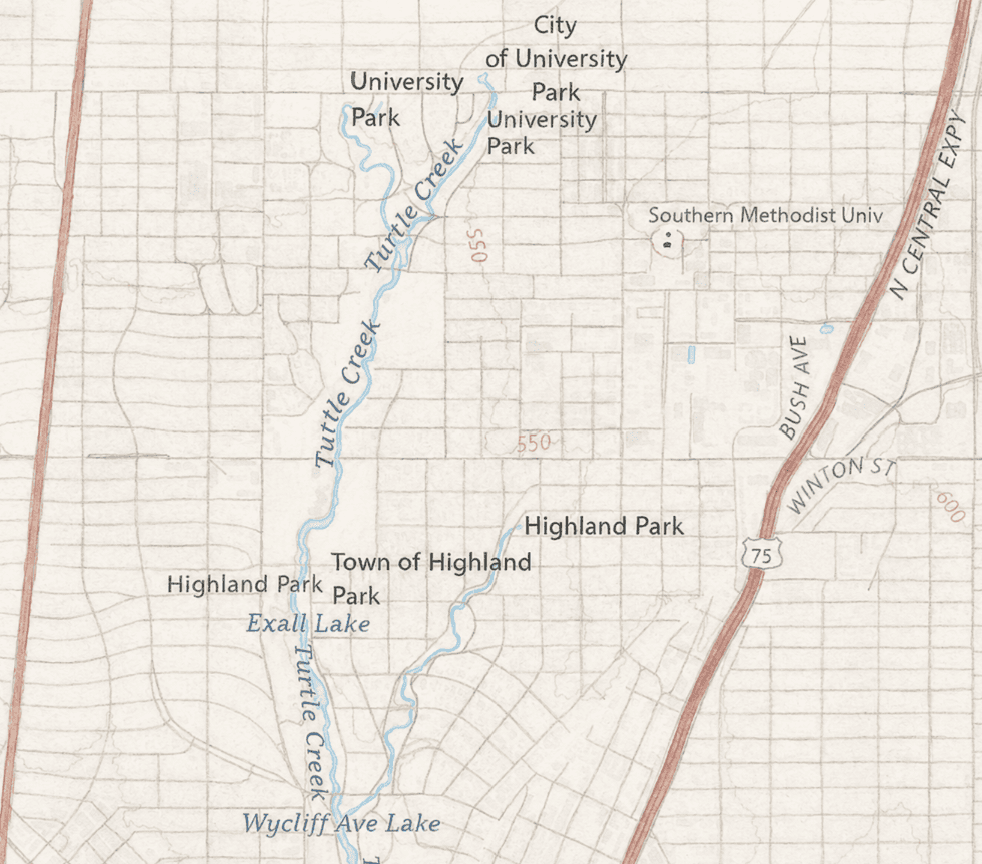 Highland Park University Park Texas Map