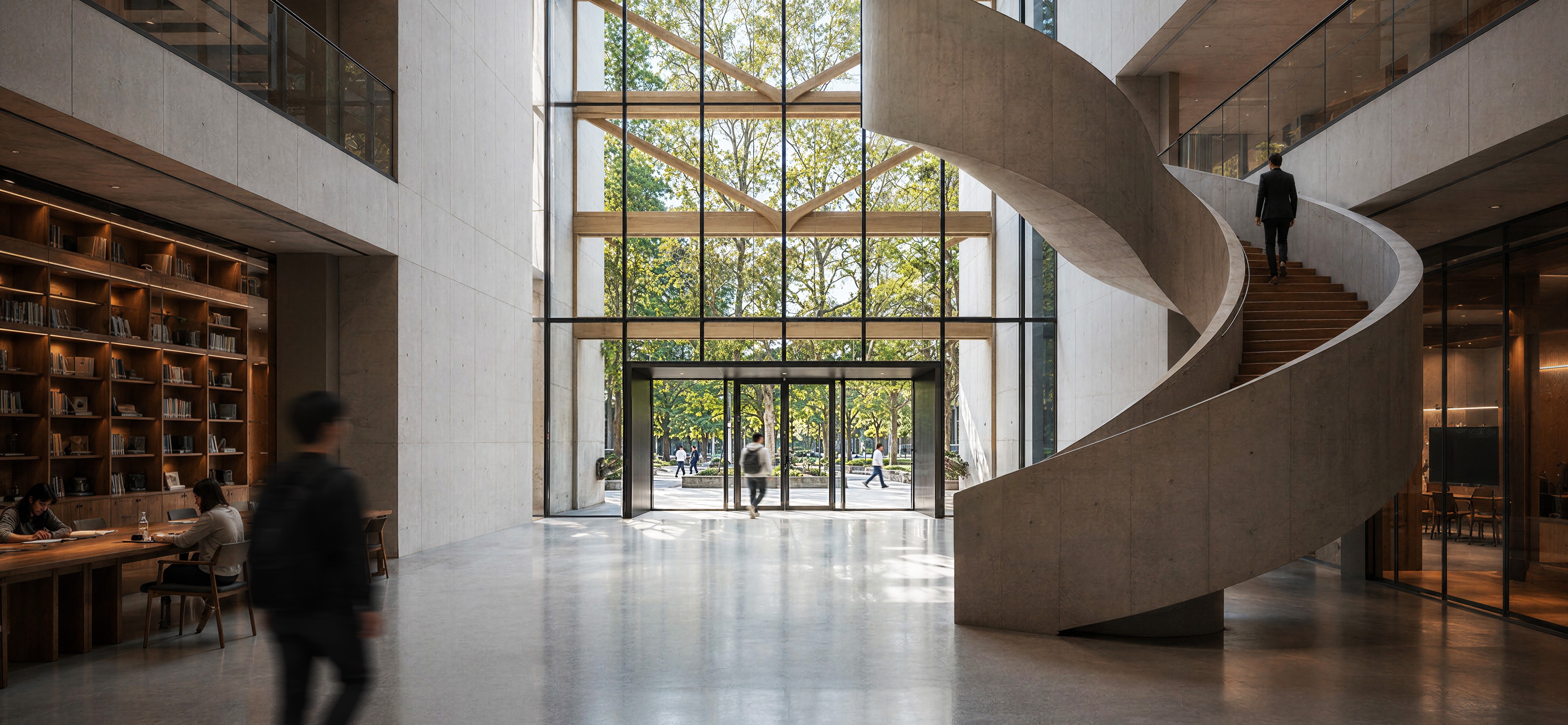 Atrium Library|図書館・文化施設のアトリウム建築パース|Enbloom Studio