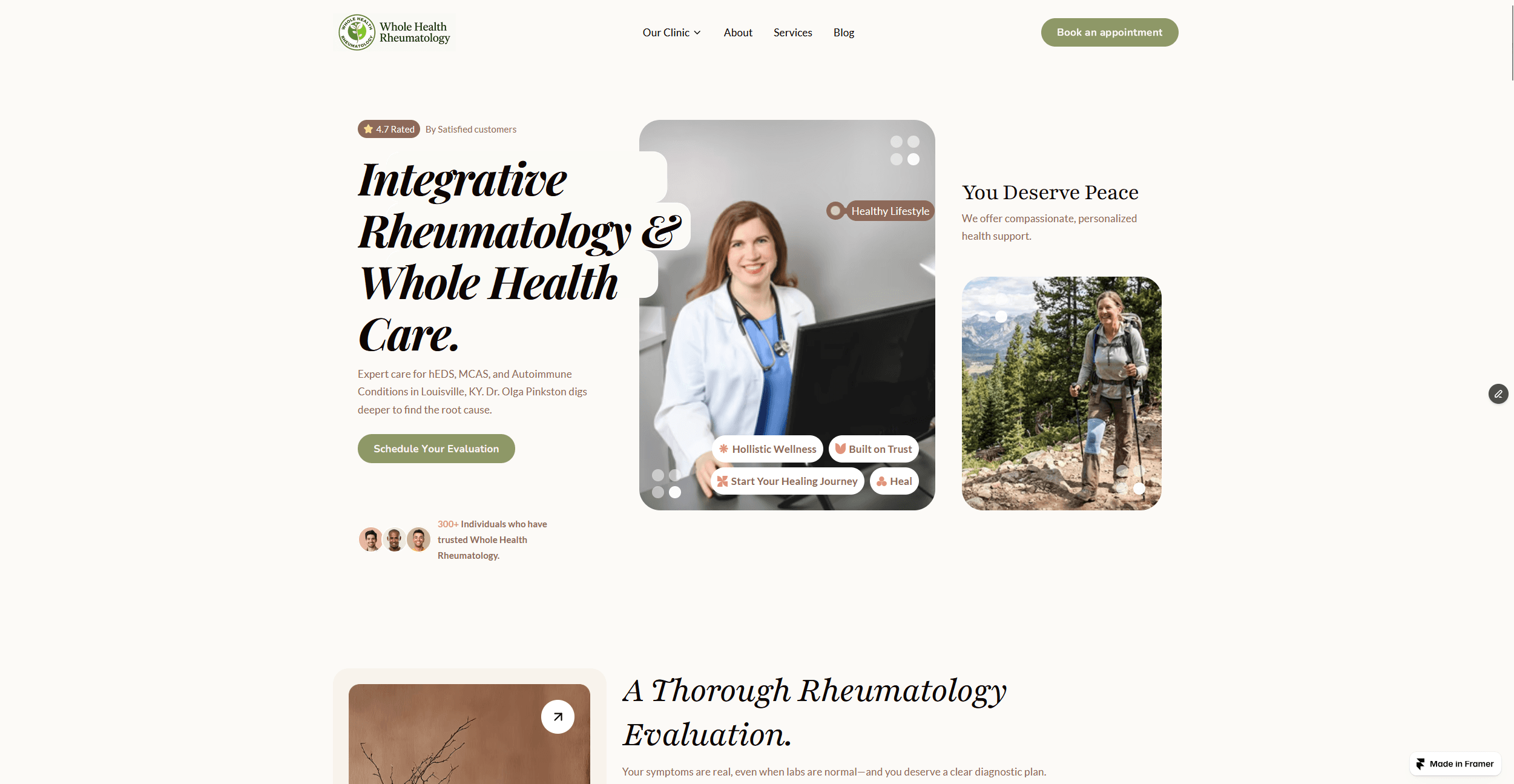 Whole health Rheumatology high impact hero section with Dr. Olga Pinkston