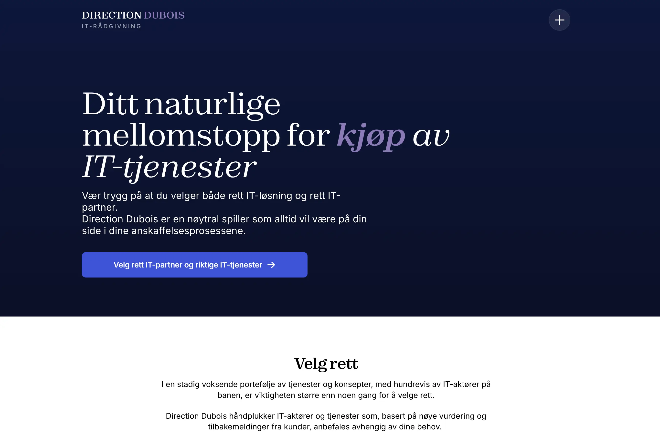 Screenshot of the hero section on the website