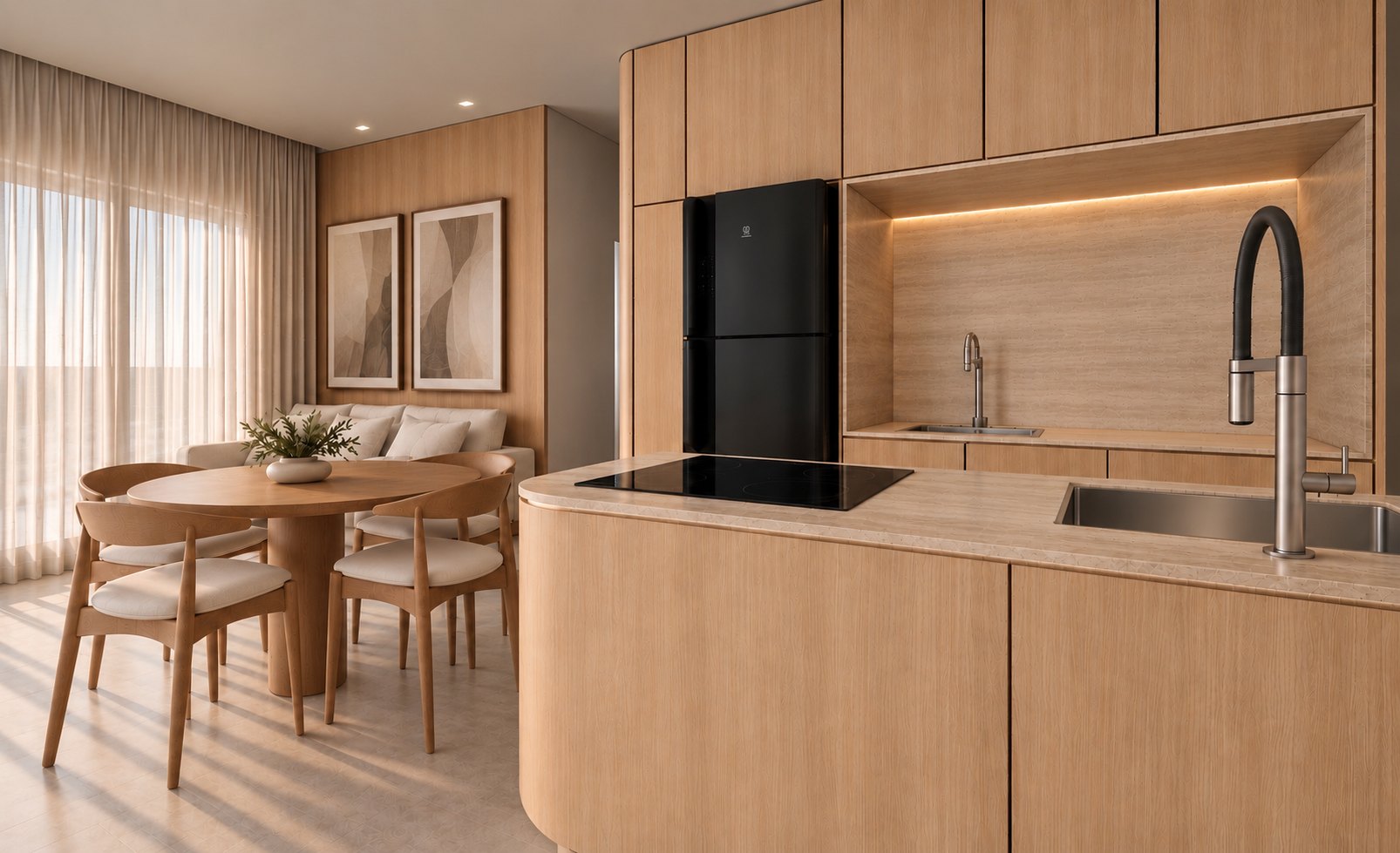 2 dormitórios · 55 m² (final 06): Cozinha e jantar