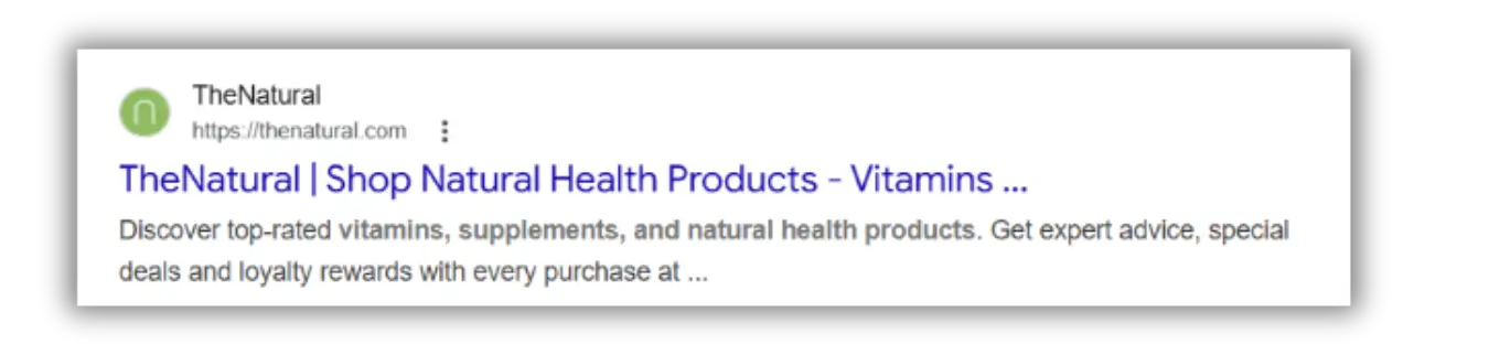 TheNatural Google search result for natural health products, vitamins and supplements.