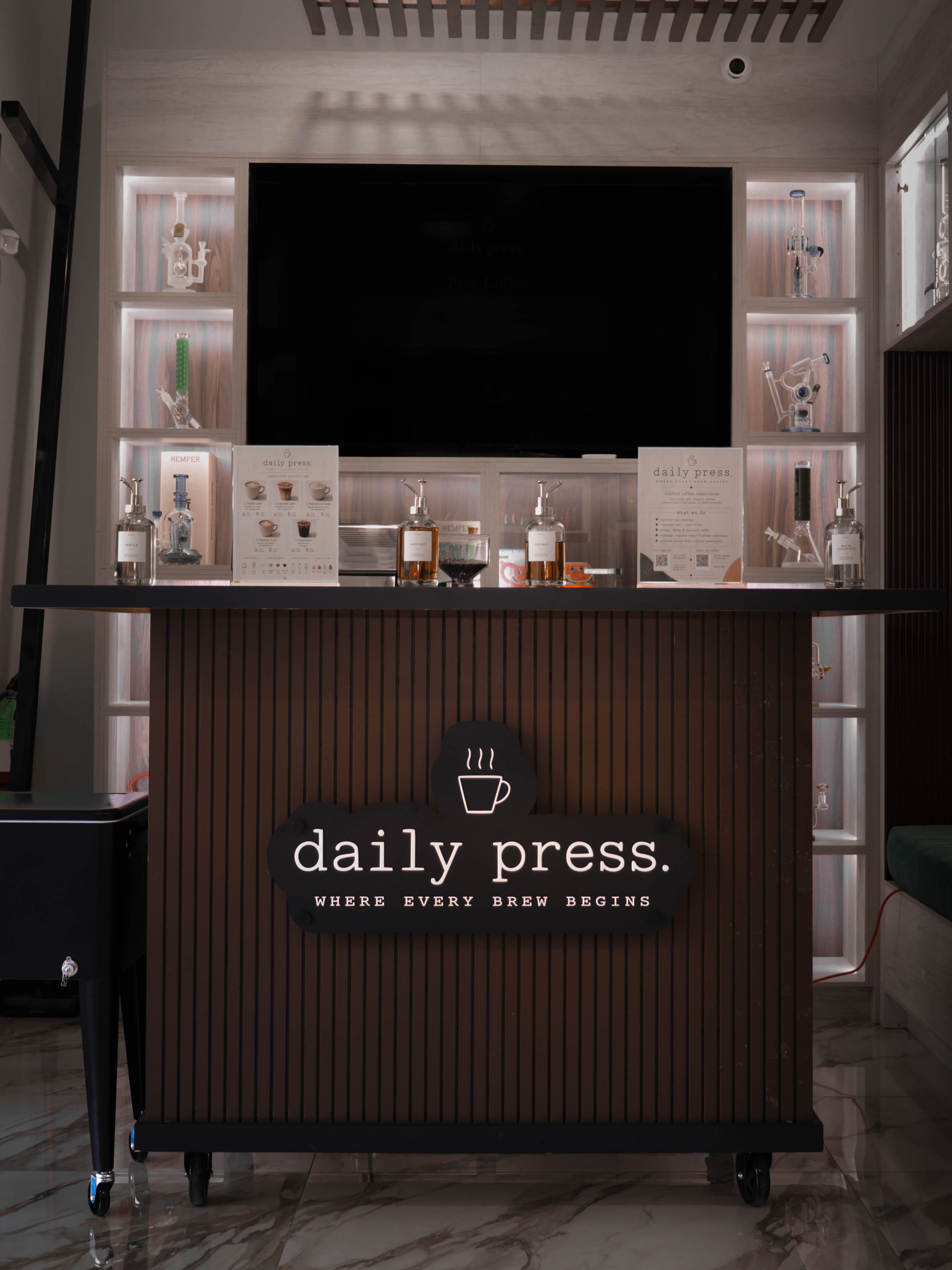 Daily Press mobile coffee cart at a Houston event