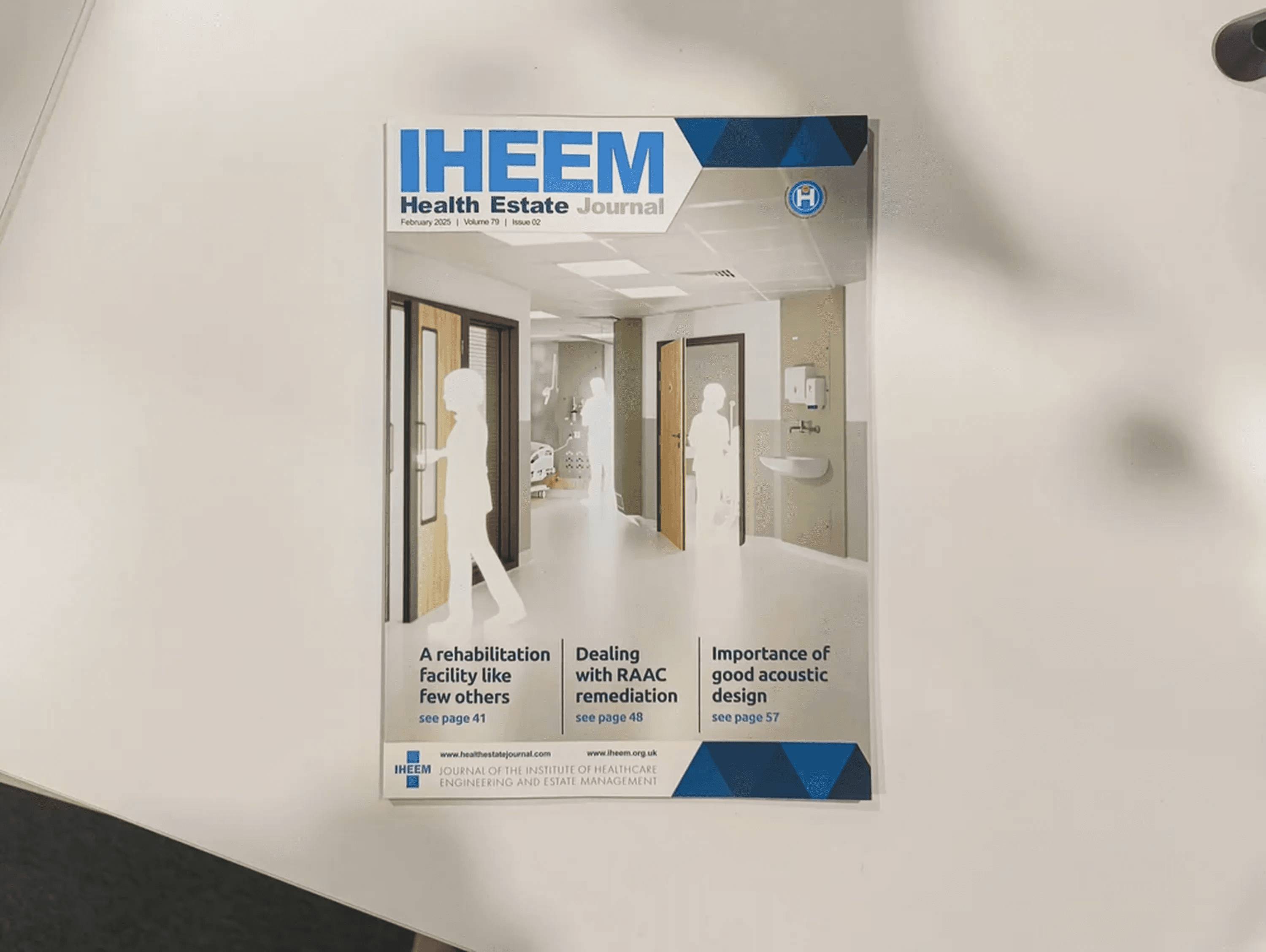 Trovex Hygidoors and Hygipod MSU on the front cover of the IHEEM healthcare estate journal