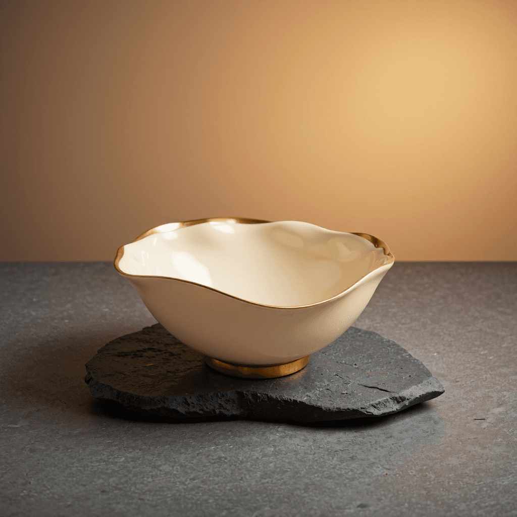 product photography of a decorative bowl with a wavy edge, used for serving or display
