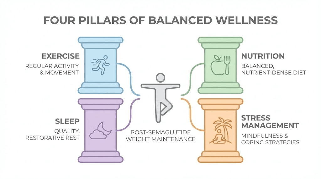 Four strategies to maintain weight loss after stopping semaglutide including exercise and nutrition