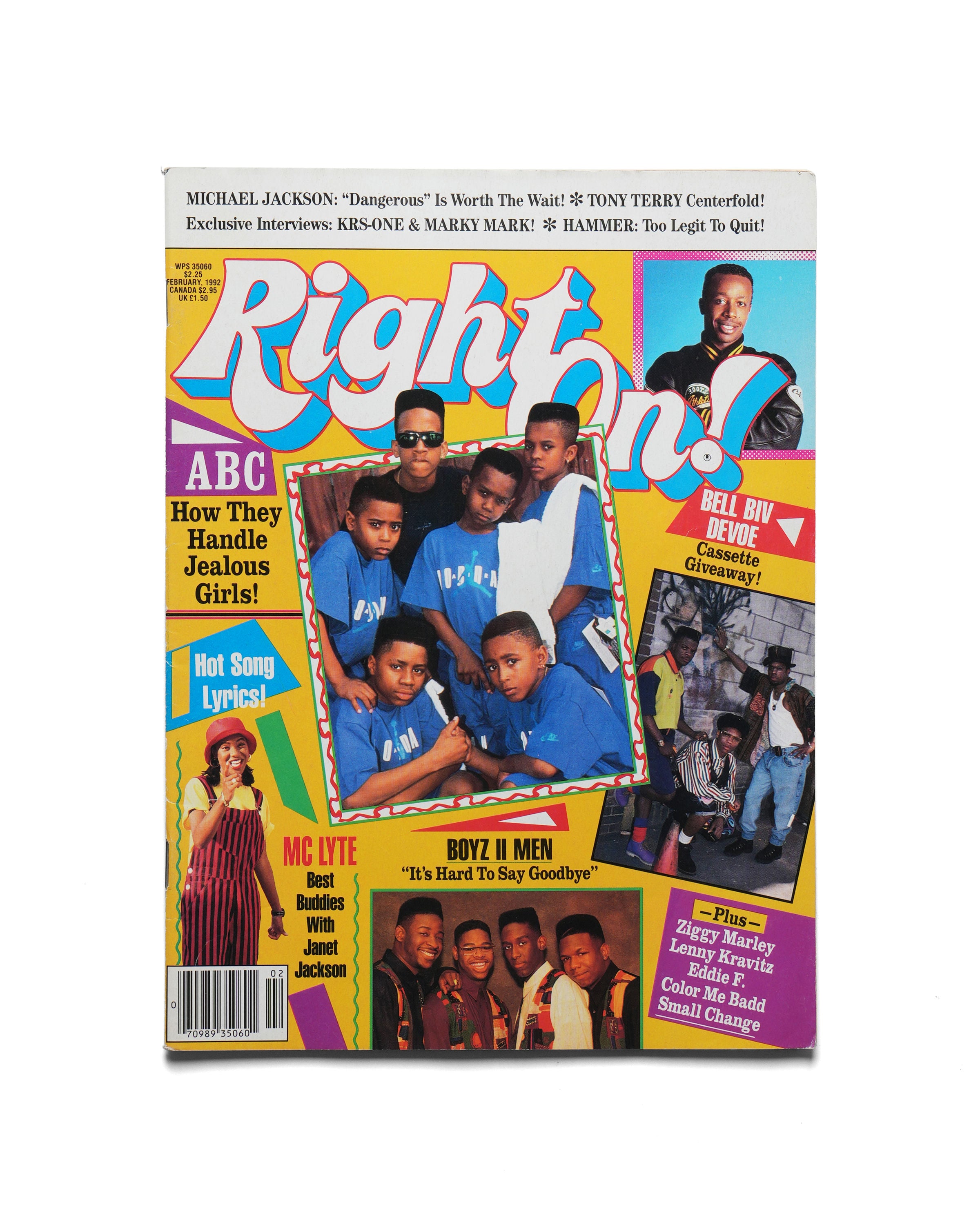 Right On - February 1992 - Front Cover