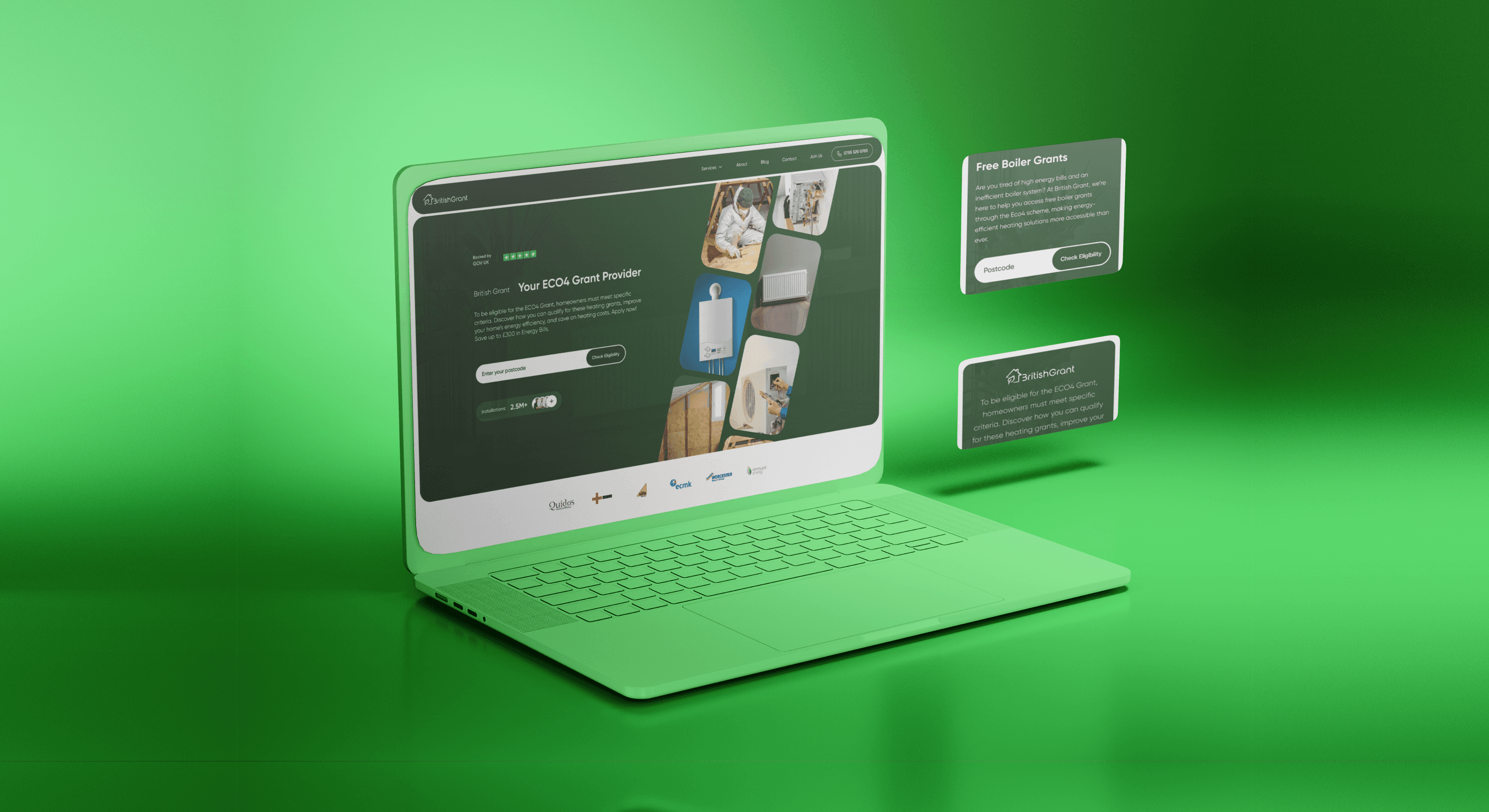 Heating Product Detail UI – Efficient Boiler and Heat Pump Specs Display