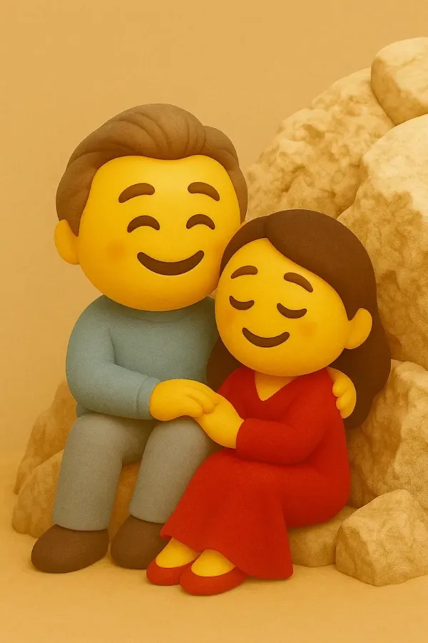 Стилизованные 3D-эмодзи Элизабет Тейлор и Ричард Бёртон, культовая пара Голливуда, иллюстрация их совместимости по биоритмам