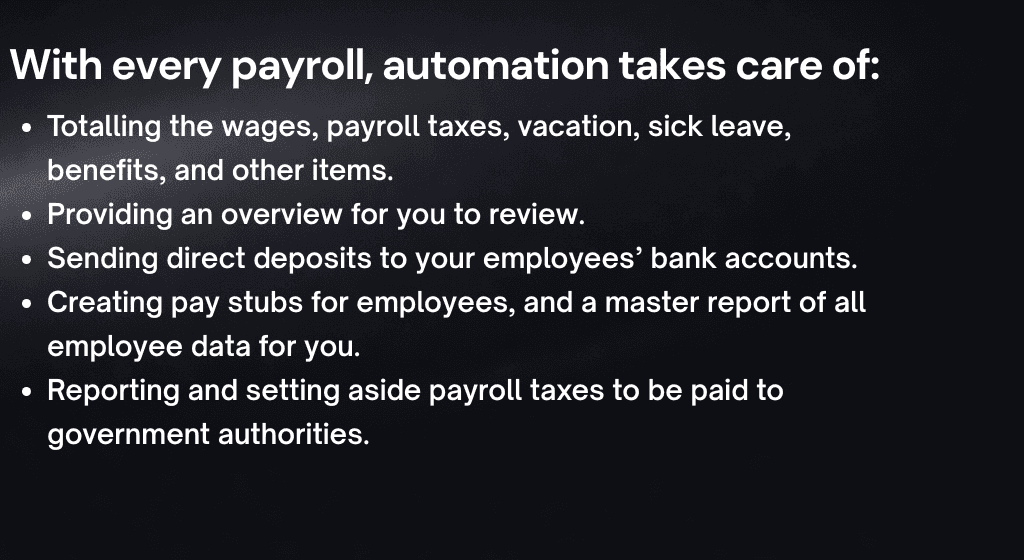 infographic listing the benefits of payroll automation