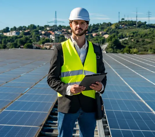 Commercial solar panels field
