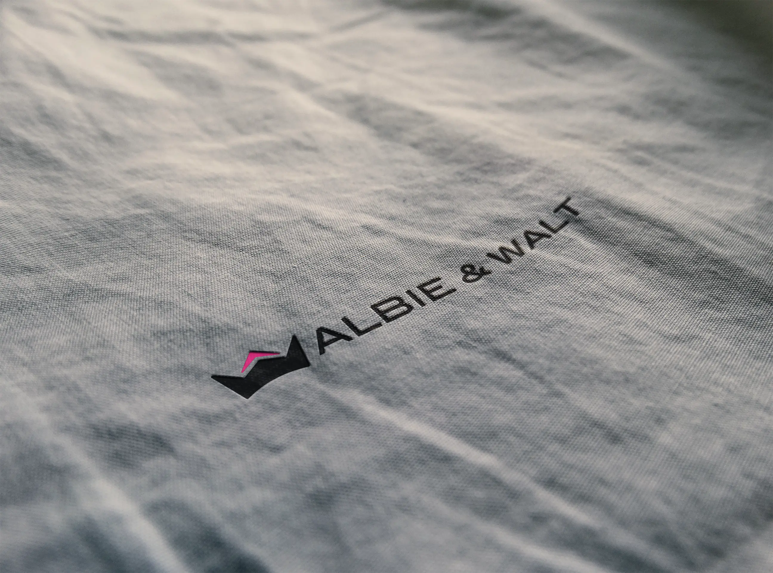 Albie & Walt Embroidered Logo on Material Mockup | HotSauce Design Works