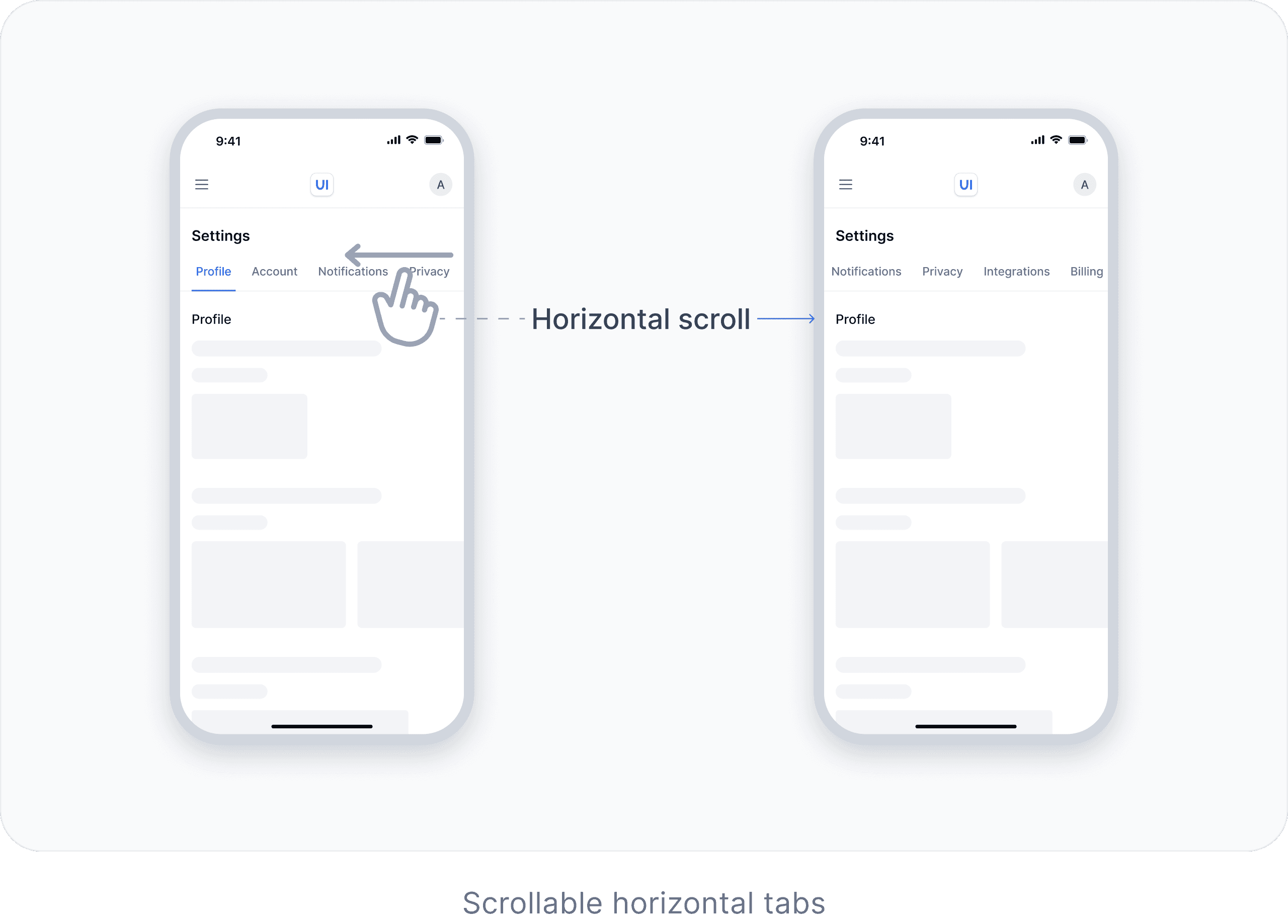 Scrolling horizontal tabs on mobile