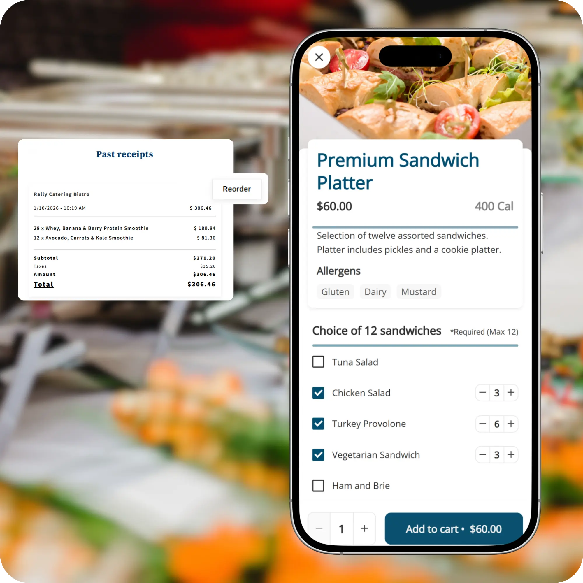 Branded online catering ordering interface for corporate offices and group lunch orders