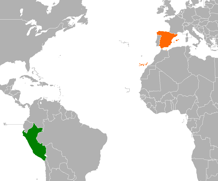 Mapa de peru y españa