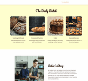Golden Grain bakery website product sections showing breads croissants cakes and seasonal specials