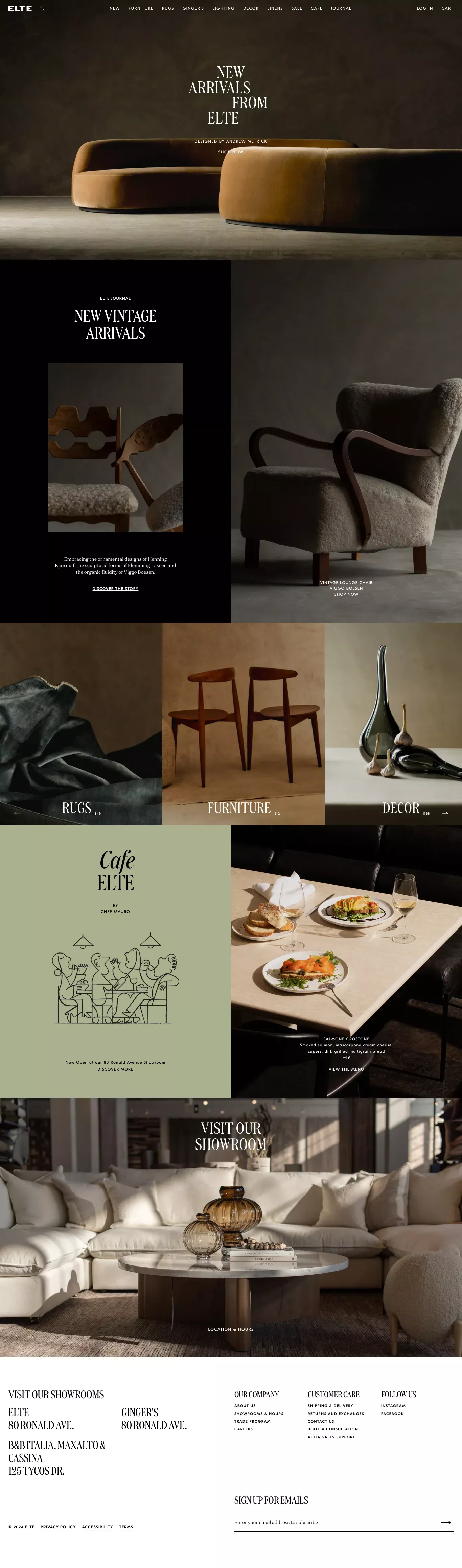 Elte, Toronto’s design source for all th ecommerce page screenshot showcasing Design and Furniture & Interiors design