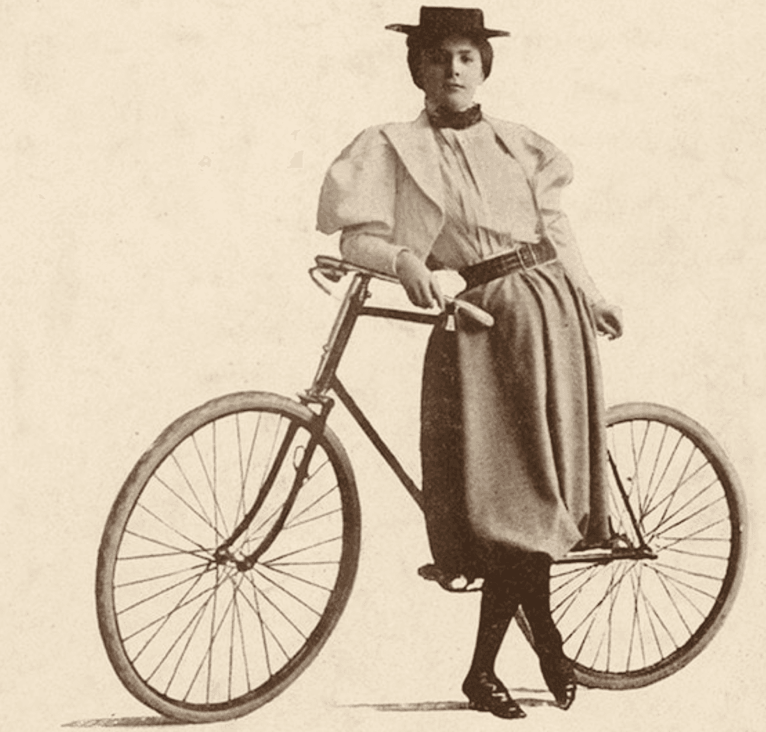Annie Kopchovsky on a bike