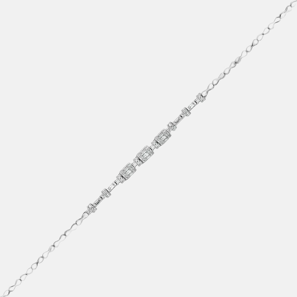 Assos 0.49 Karat G SI Baget Pırlanta 14 Ayar Beyaz Altın Bileklik