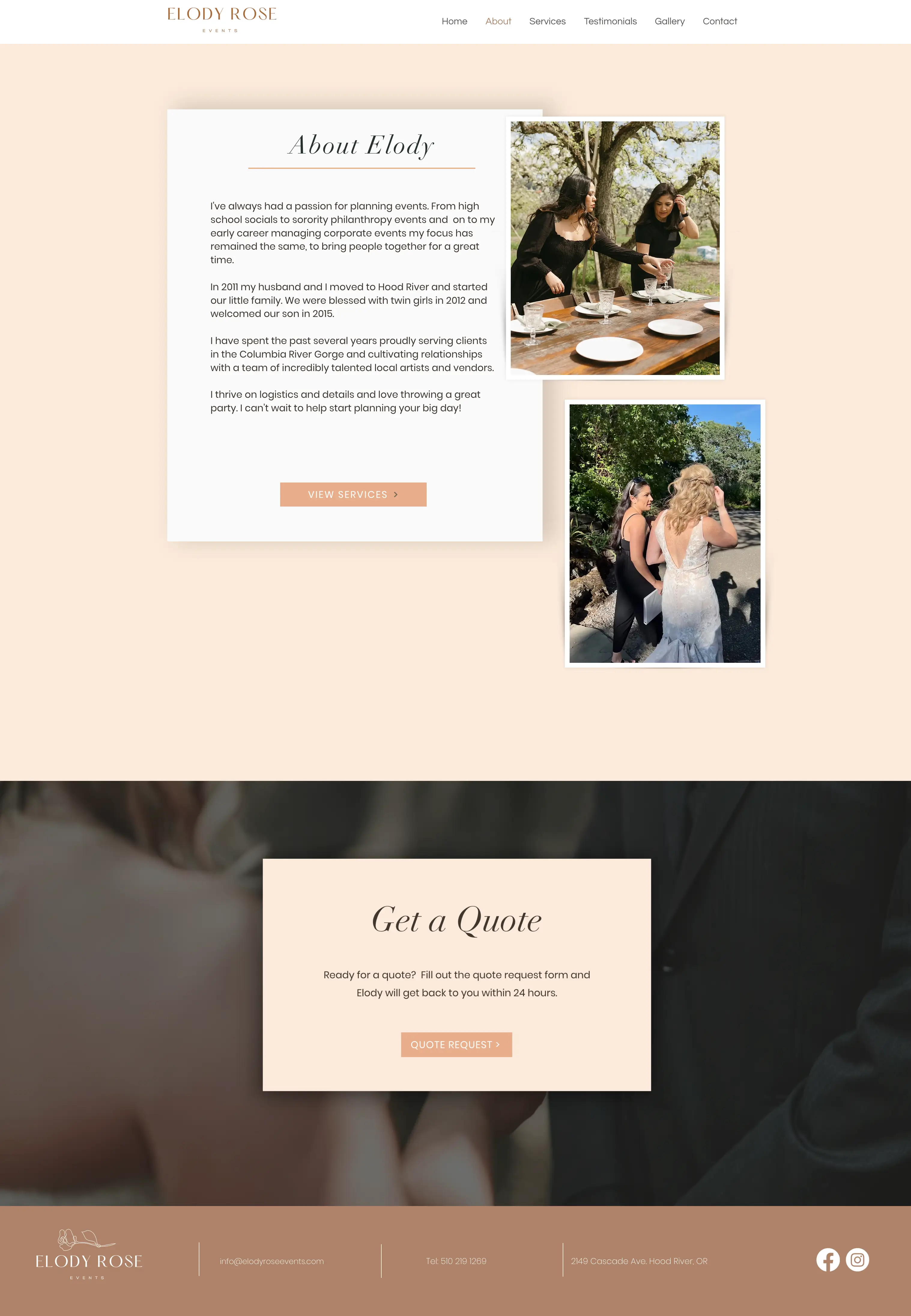 Event Planner Squarespace Design