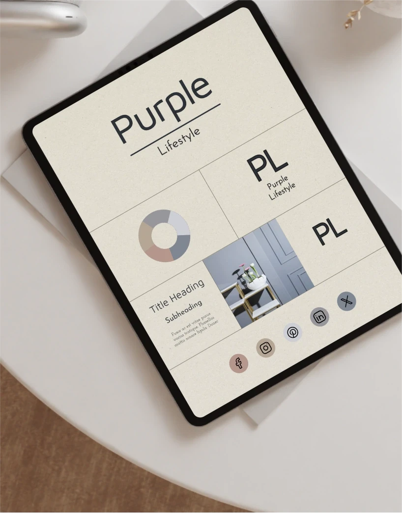 Brand kit Purple Lifestyle showing logos, colors and fonts