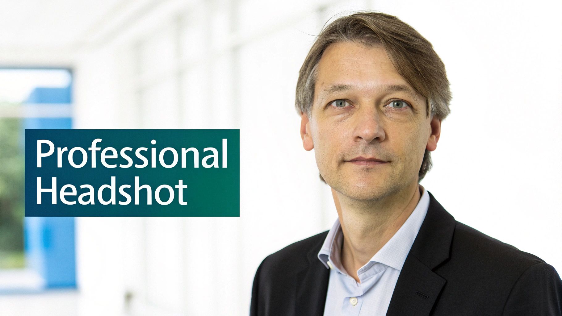 Professional headshot of a middle-aged man with light brown hair, green eyes, wearing a dark suit.
