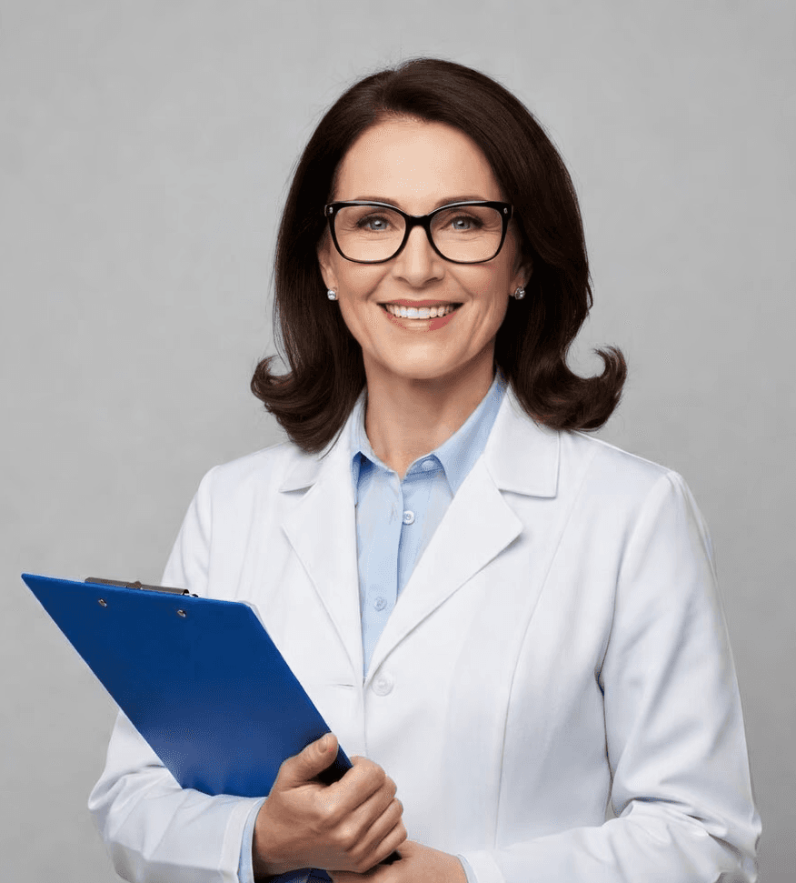 Female doctor's in long black hairs 