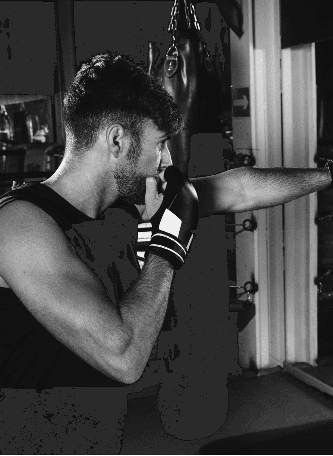 man practicing boxing