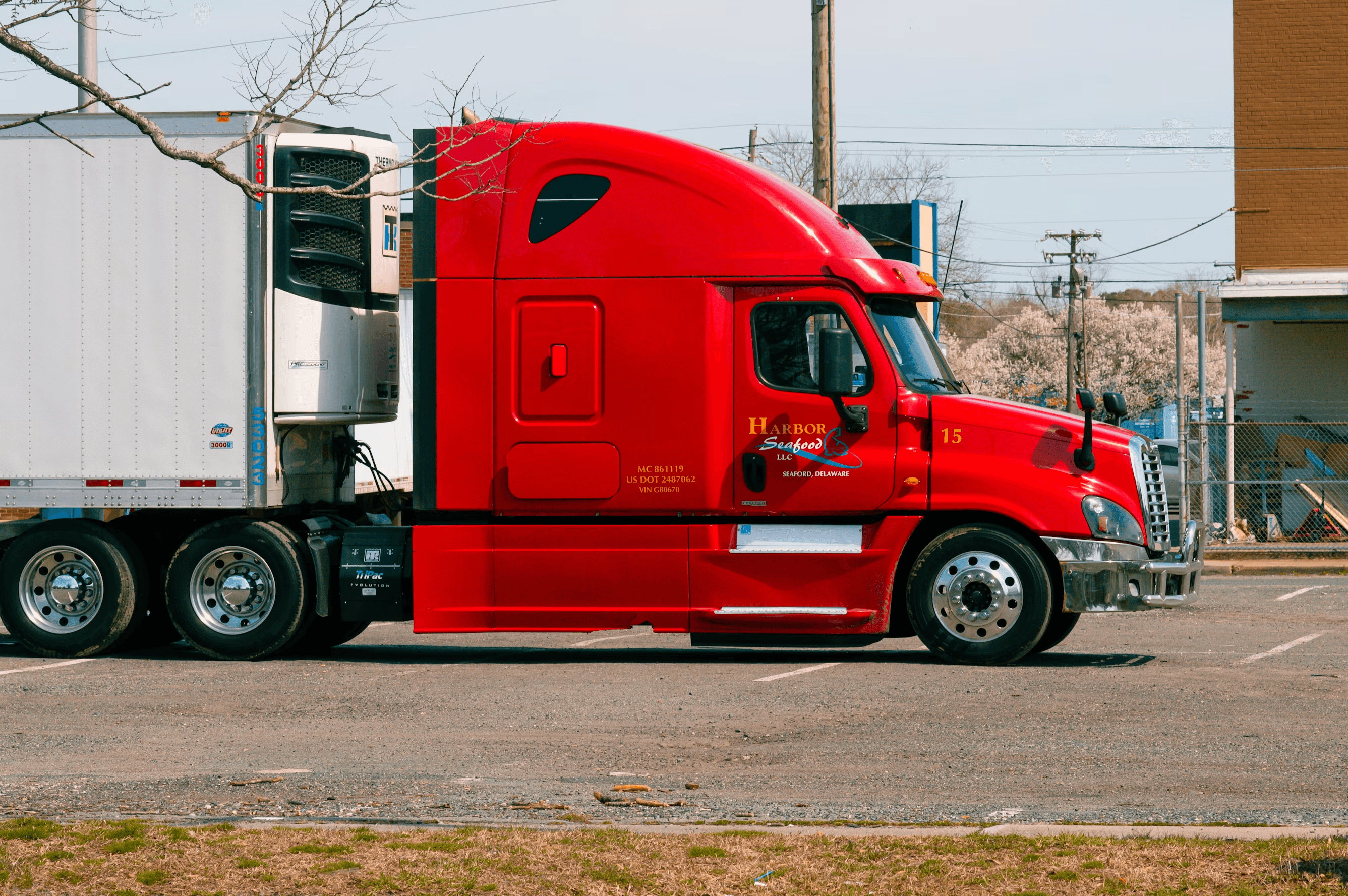 several cargo truck parked