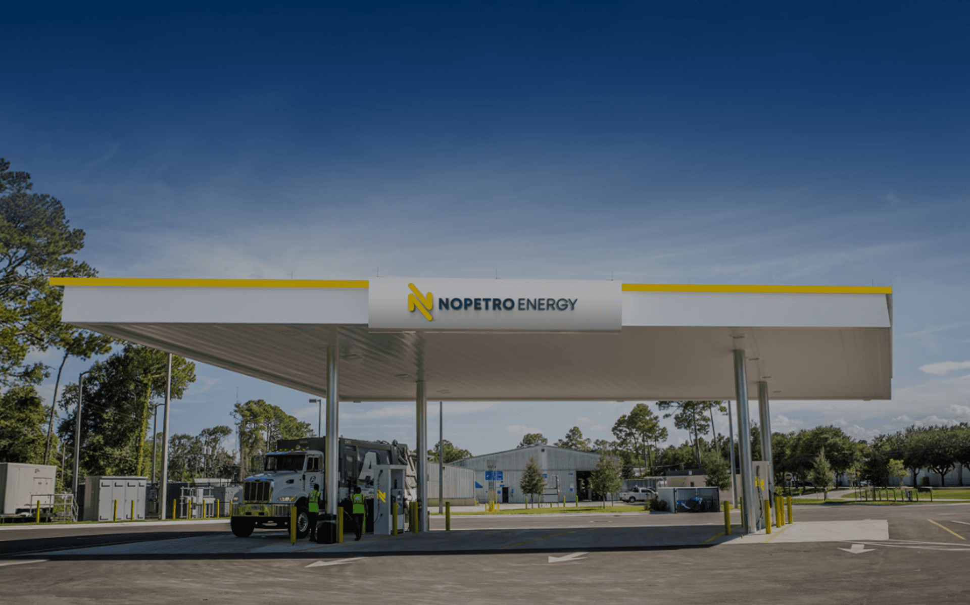 City lights and traffic at dusk.