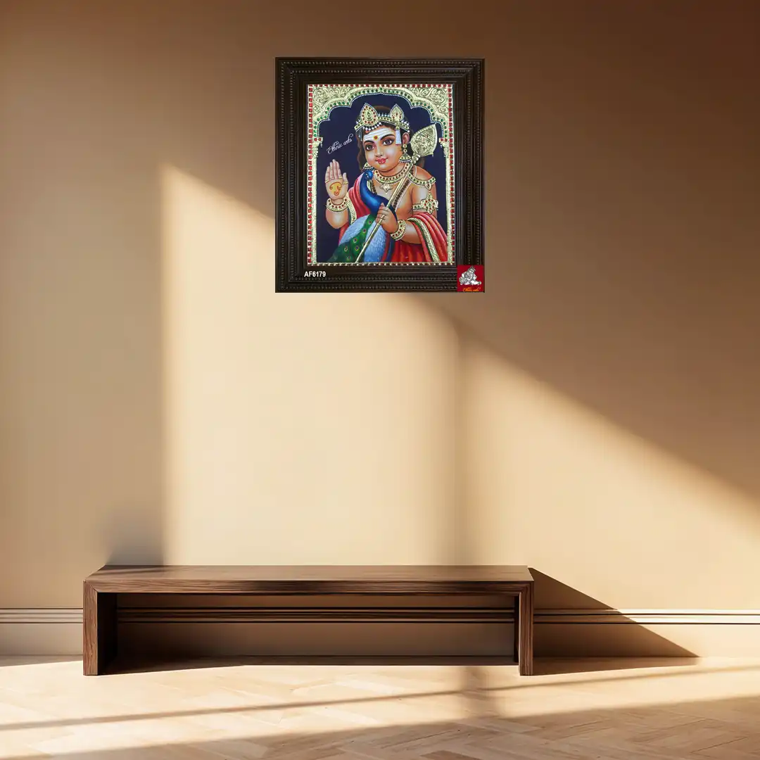 Tanjore-style painting of Lord Murugan