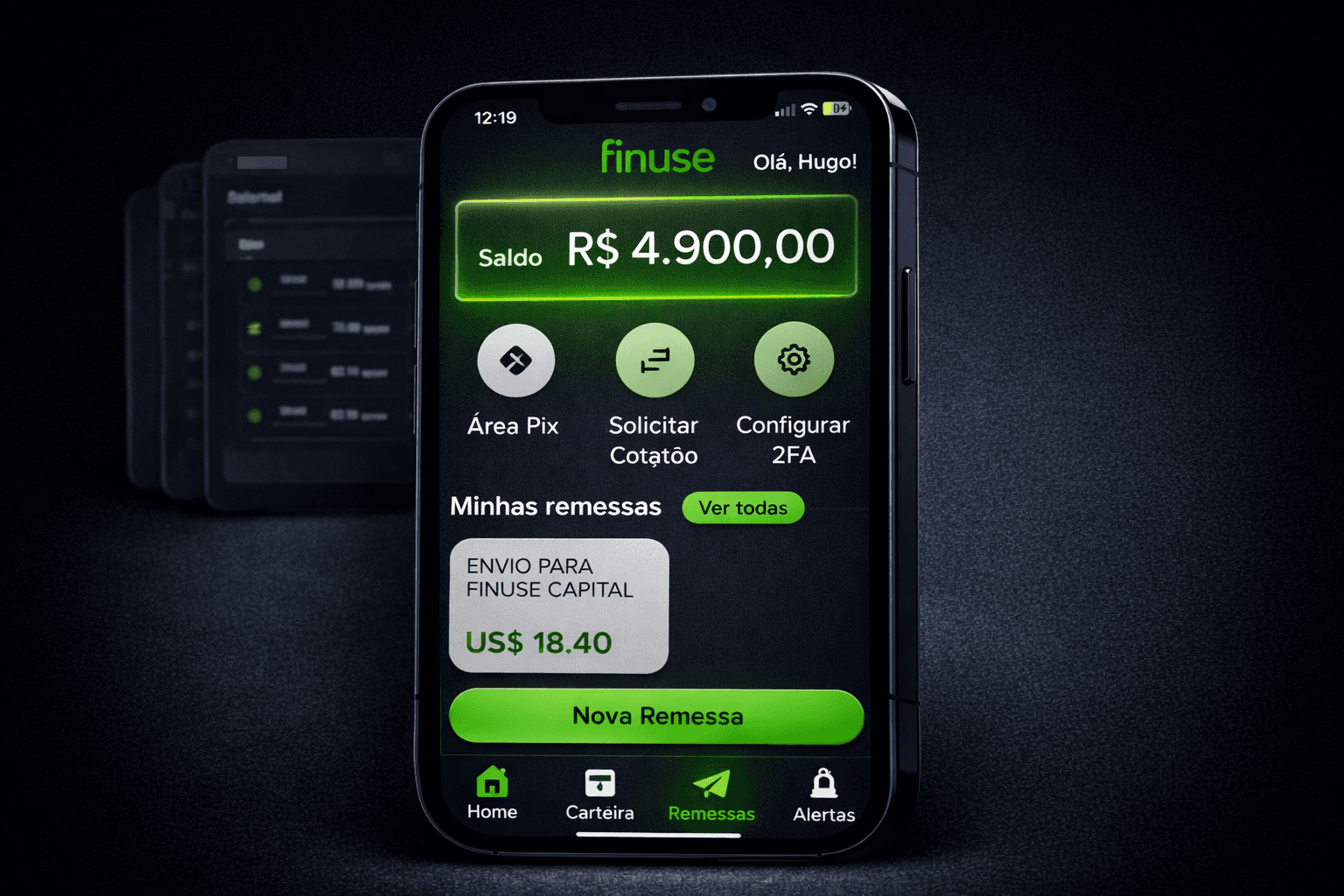 Clario cashflow overview card displaying income and expense trends over the past 7 days with a line chart.