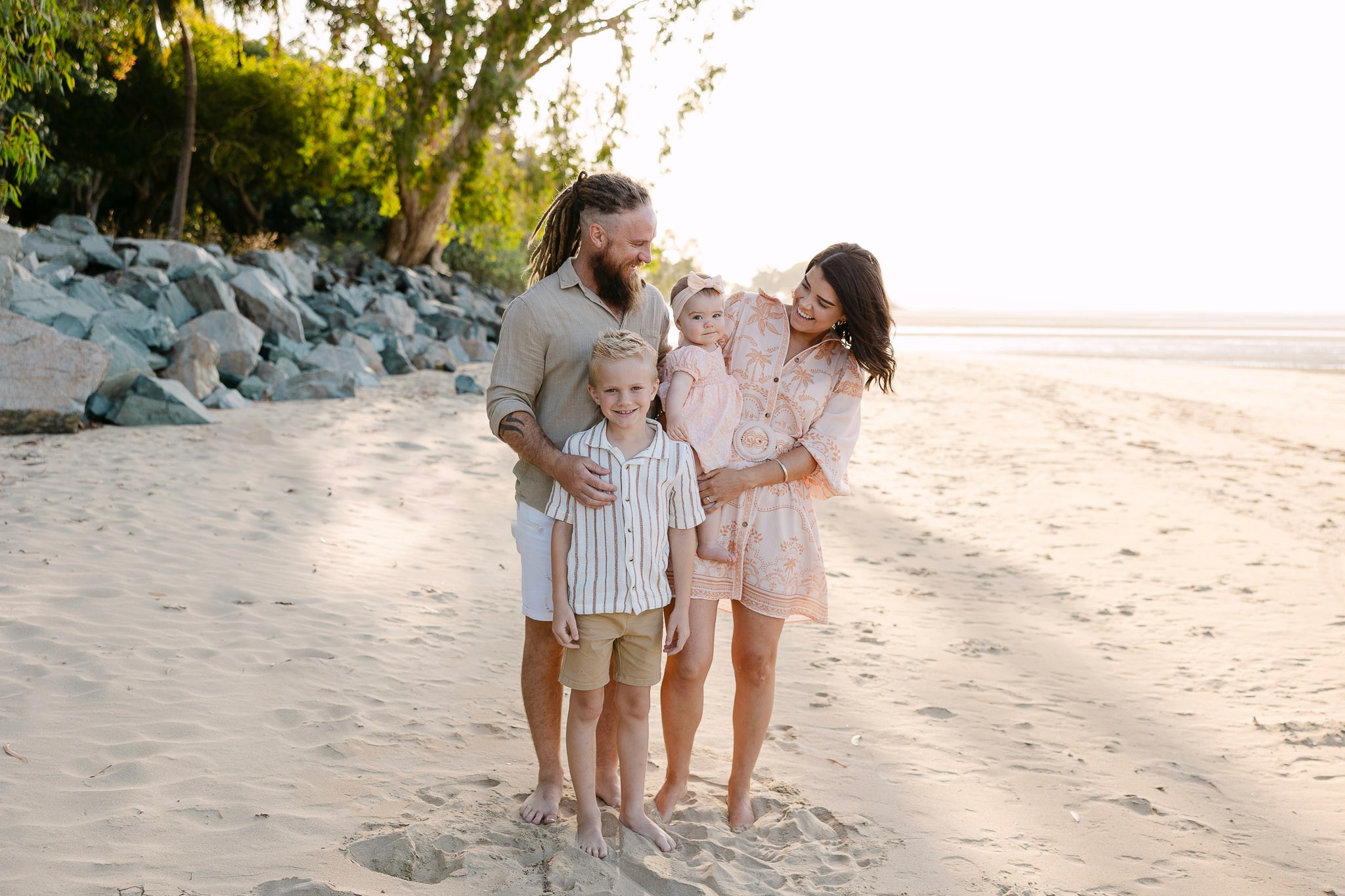 Family photo on beach in Mackay, QLD