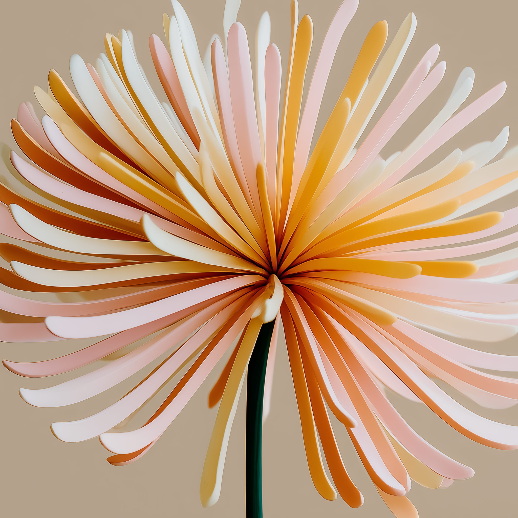 Hands holding large orange paper flower with radiating petals