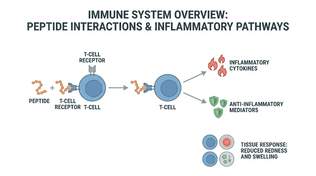 Immune modulating peptides interaction with T-cells diagram
