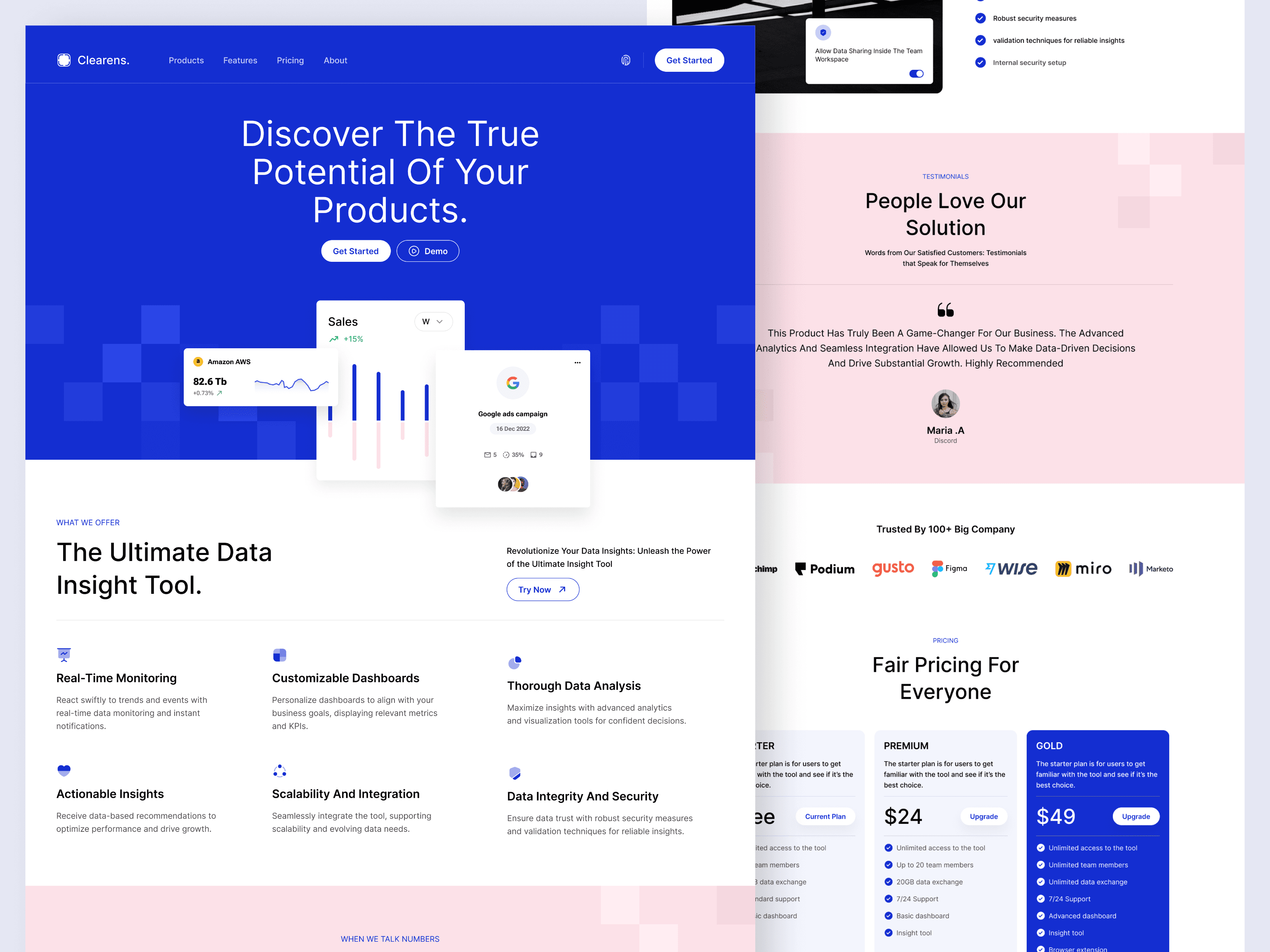 SAAS landing page UI