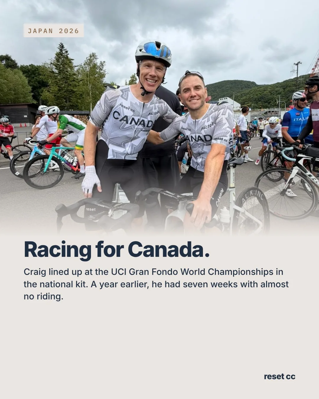 Craig Ferguson racing for Canada at the UCI Gran Fondo World Championships in Japan