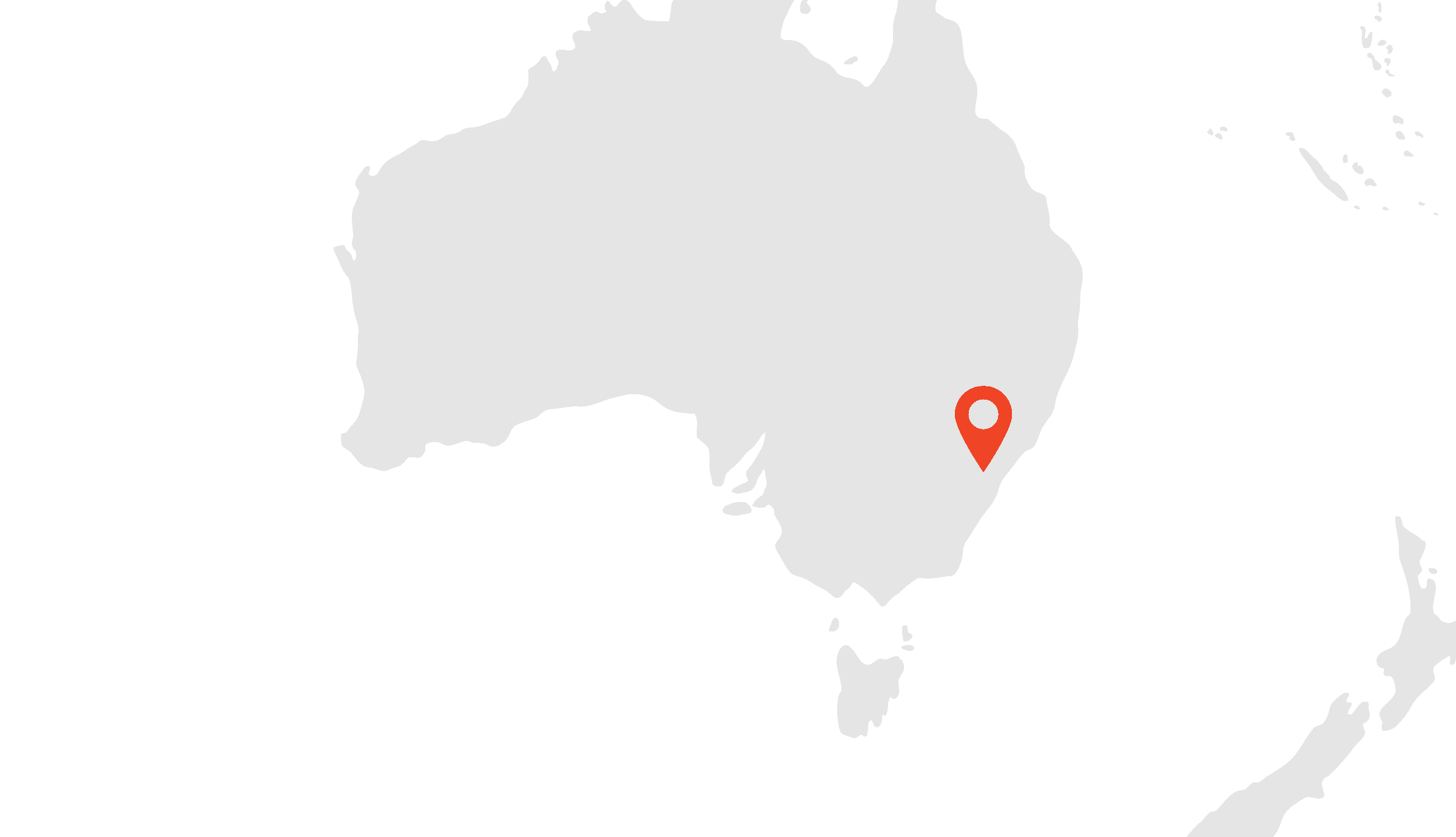 World map pointing at Sydney, Australia