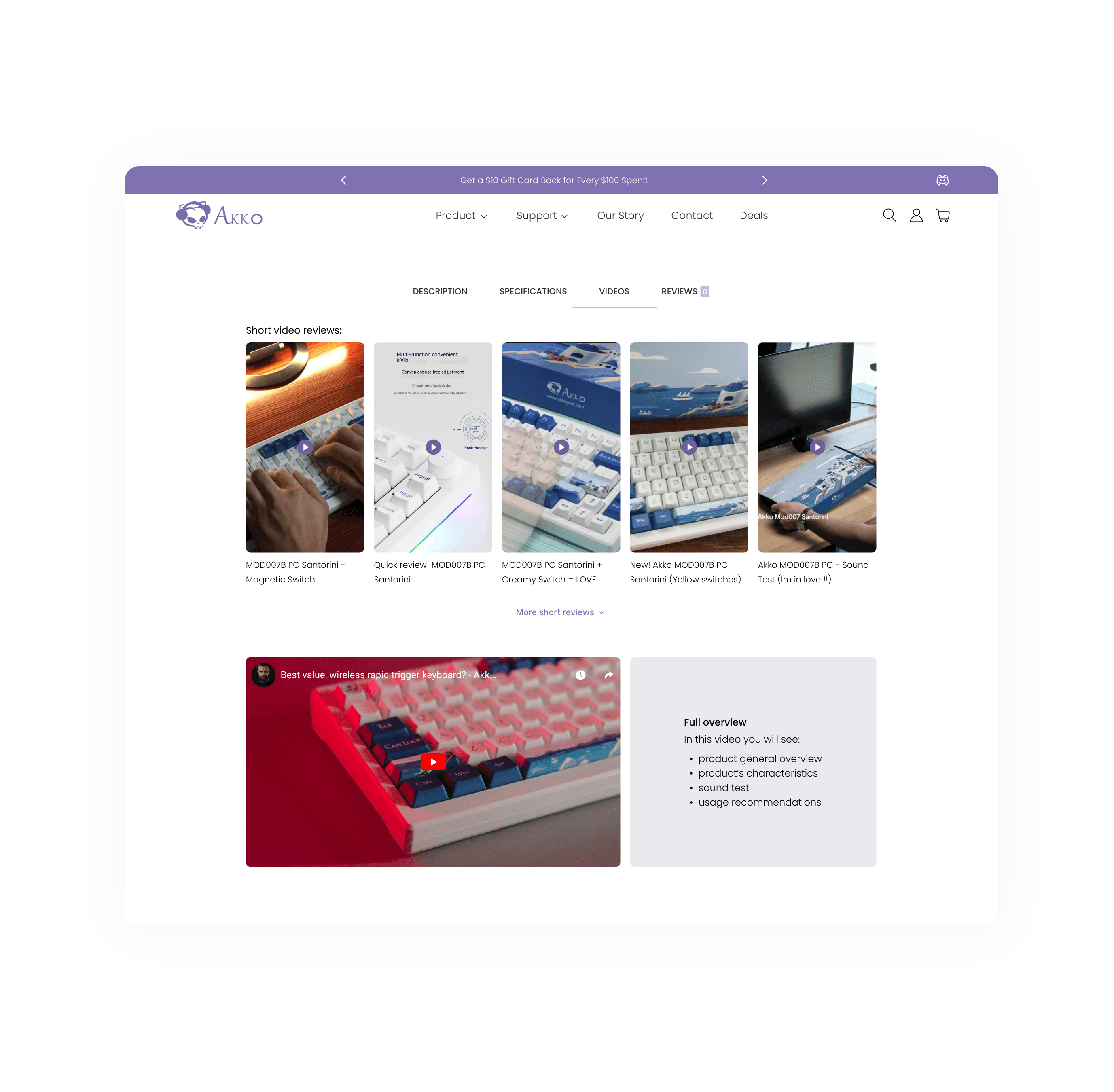 The home page header and footer