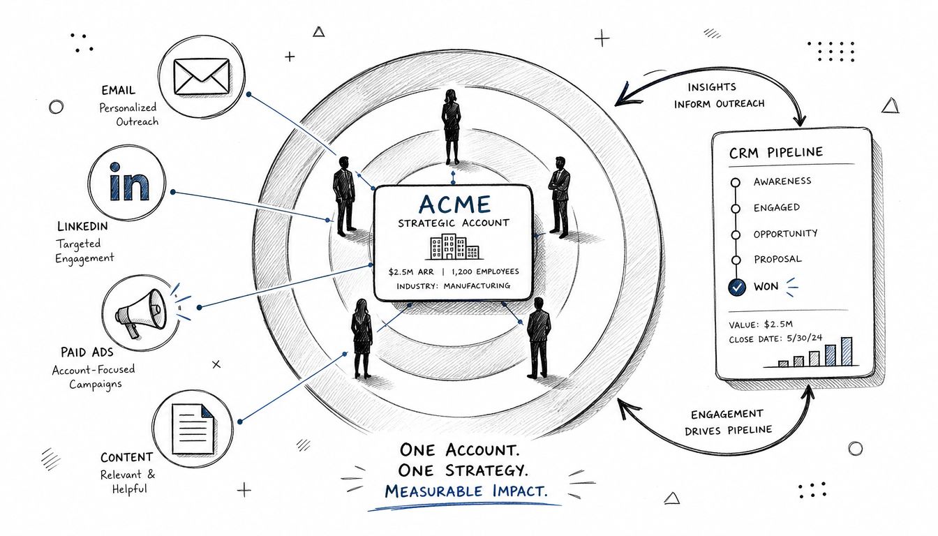 A diagram illustrating a B2B account-based marketing strategy for a strategic manufacturing client, ACME.