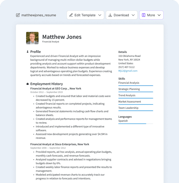 real time preview of the resume