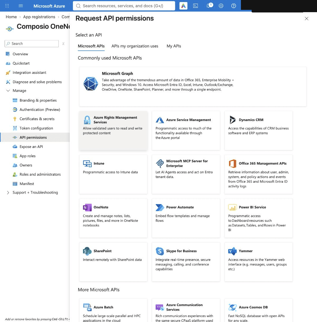 Select Microsoft Graph