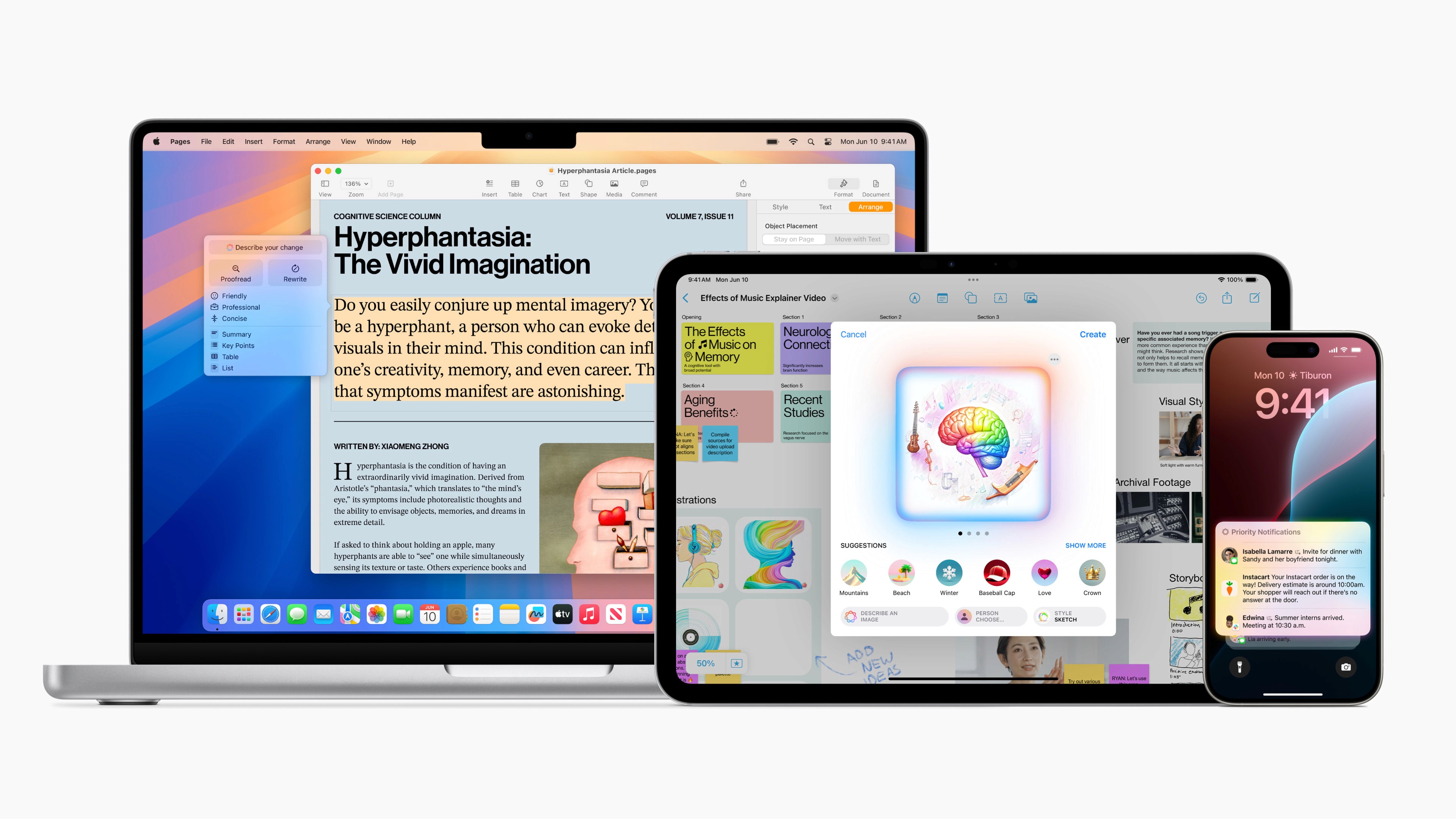 Apple Intelligence – et personlig intelligens-system for iPhone, iPad og Mac – kombinerer kraftfulle generative modeller med personlig kontekst for å levere intelligens som er både nyttig og relevant.