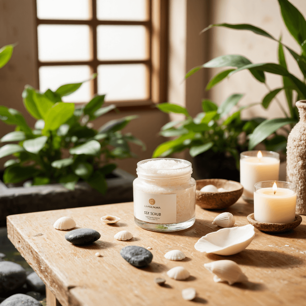 product photography of jar of sea scrub