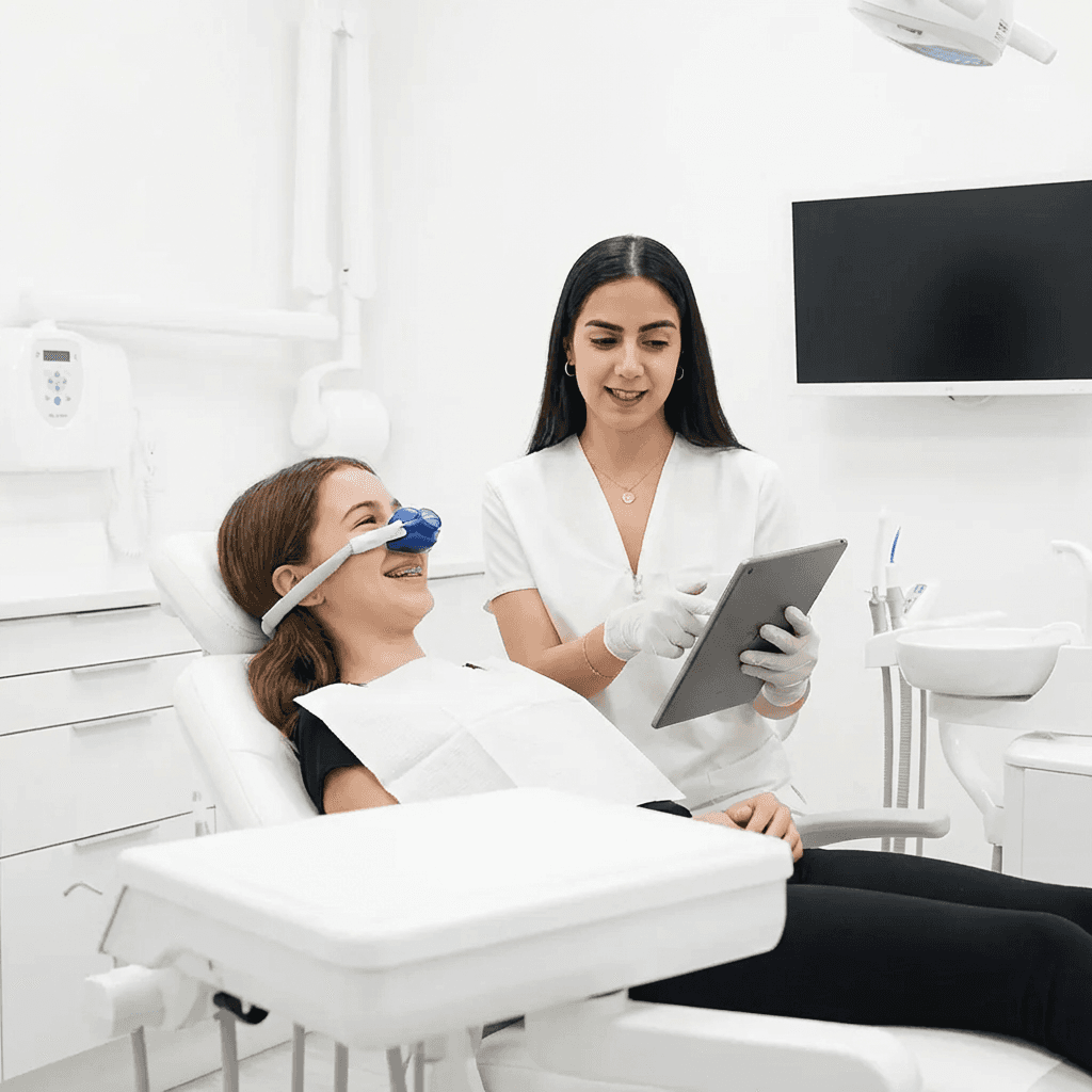 Patient undergoing sedation dentistry at Invisalign Center UAE for a calm, pain-free dental treatment